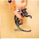 Women Ear Cuffs With stones And Chains And Feather Design-ES797 Black-JadeMoghul Inc.
