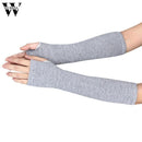 Women Elbow Length Finger Less Gloves-Black-JadeMoghul Inc.
