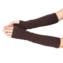 Women Elbow Length Finger Less Gloves-Coffee-JadeMoghul Inc.