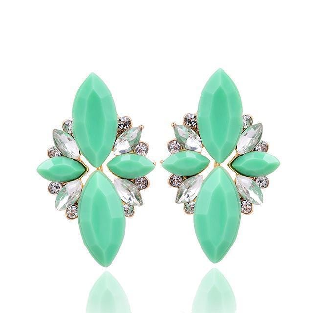 Women Elegant Crystal Stone Stud Earrings-deep green-JadeMoghul Inc.