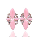 Women Elegant Crystal Stone Stud Earrings-Solid pink-JadeMoghul Inc.
