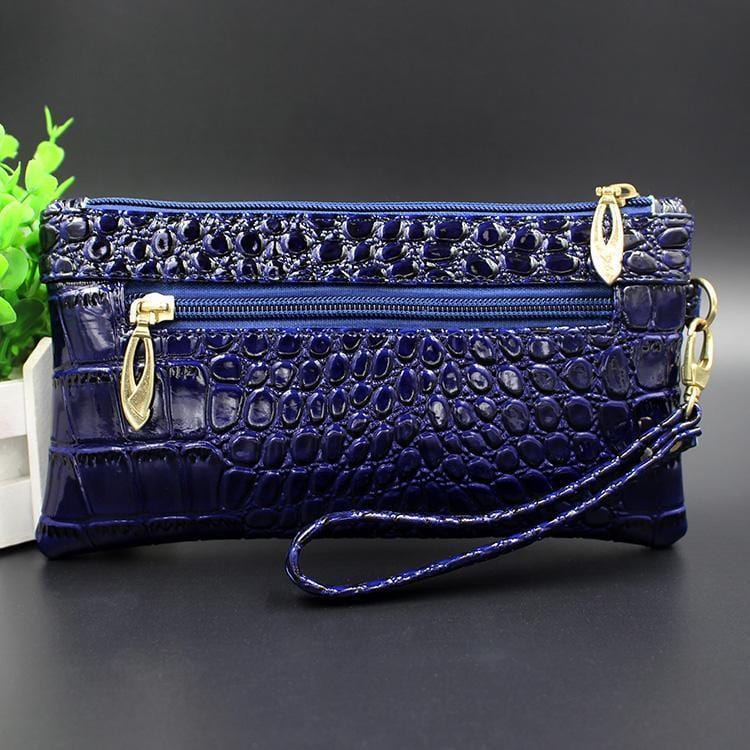 Women Embossed Patent Leather Wristlet-Black-JadeMoghul Inc.