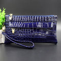 Women Embossed Patent Leather Wristlet-Blue-JadeMoghul Inc.
