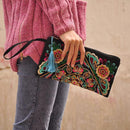 Women Embroidered Clutch Bag / Wristlet-Galsang flower-JadeMoghul Inc.