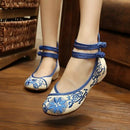 Women Embroidered Sequins Flat Shoes With Ankle Strap Closure-27-7.5-JadeMoghul Inc.