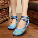 Women Embroidered Sequins Flat Shoes With Ankle Strap Closure-3-4-JadeMoghul Inc.