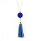 Women Enamel Disc Long Tassel Pendant Necklace-Gold Blue-As Picture-77cm-JadeMoghul Inc.