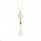 Women Enamel Disc Long Tassel Pendant Necklace-Gold White-As Picture-77cm-JadeMoghul Inc.