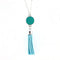 Women Enamel Disc Long Tassel Pendant Necklace-Silver Aqua-As Picture-77cm-JadeMoghul Inc.