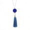 Women Enamel Disc Long Tassel Pendant Necklace-Silver Blue-As Picture-77cm-JadeMoghul Inc.