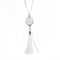 Women Enamel Disc Long Tassel Pendant Necklace-Silver White-As Picture-77cm-JadeMoghul Inc.