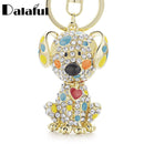 Women Enamel Dog With Red Heart Crystal Studded Keychain/ Bag Charm--JadeMoghul Inc.