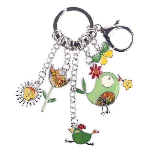 Women Enamel Whimsical Spring Theme Charm Key Ring / Bag Charm-Green-JadeMoghul Inc.