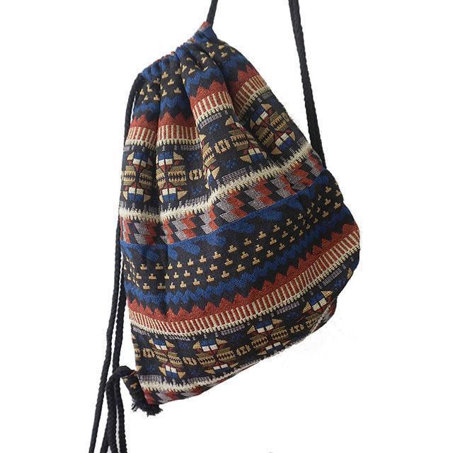 Women Fabric Backpack - Bohemian Chic Ethnic Drawstring Bag-NO 7-JadeMoghul Inc.