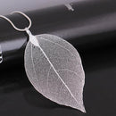Women Fashion Detailed Leaf Design Pendant And Chain-Silver-JadeMoghul Inc.