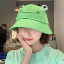 Women Fashion Frog Bucket Hat New Summer Hat Female Parent-Child Frog Fishing Cap Korean Wild Cute Sun Hat Big Eyes Bucket Hat AExp