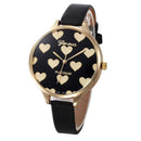 Women Fashion Gold Heart Pattern Leather Watch-Black-JadeMoghul Inc.