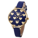 Women Fashion Gold Heart Pattern Leather Watch-Blue-JadeMoghul Inc.