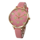 Women Fashion Gold Heart Pattern Leather Watch-Pink-JadeMoghul Inc.