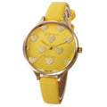 Women Fashion Gold Heart Pattern Leather Watch-Yellow-JadeMoghul Inc.