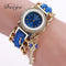 Women Fashion Key Luxury Gold Crystal Leather Strap Watch-Blue-JadeMoghul Inc.