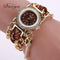 Women Fashion Key Luxury Gold Crystal Leather Strap Watch-Brown-JadeMoghul Inc.