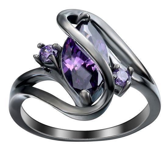Women Fashion Luxury Vintage Black Gold Zircon Oval Ring-10-purple black-JadeMoghul Inc.