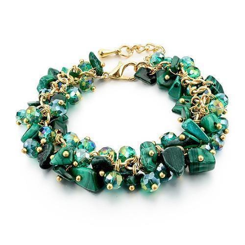 Women Fashion Natural Stone Cluster Adjustable Chain Bracelet-Green-JadeMoghul Inc.