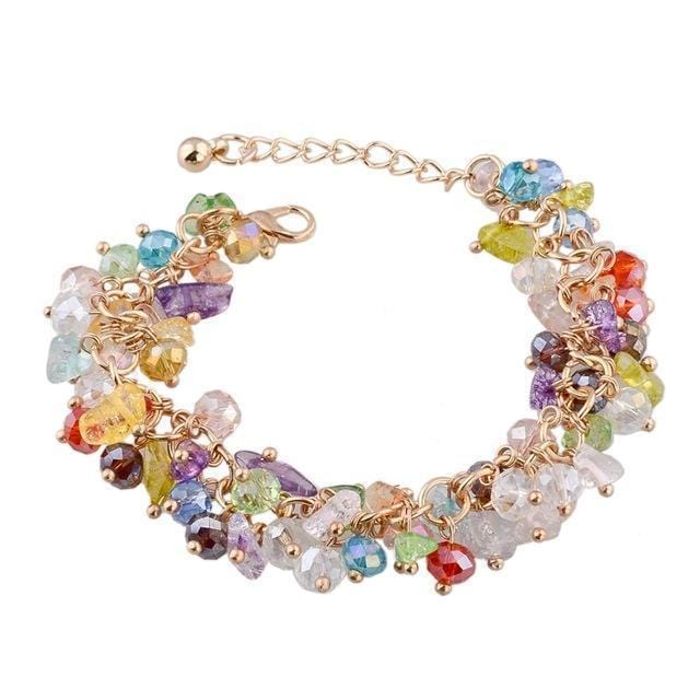 Women Fashion Natural Stone Cluster Adjustable Chain Bracelet-Multicolor-JadeMoghul Inc.