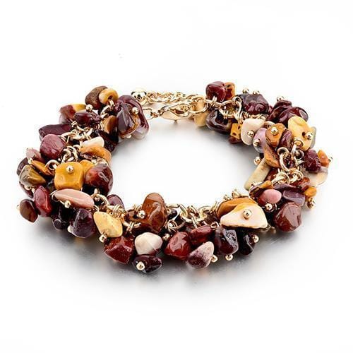 Women Fashion Natural Stone Cluster Adjustable Chain Bracelet-purple red-JadeMoghul Inc.
