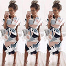 Women Fashion Print Elegant Cute Slim Dress-blue-S-JadeMoghul Inc.