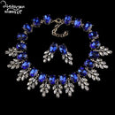 Women Fashion Royal Jewellery Set With Heavy Rhinestone Detailing-Blue-JadeMoghul Inc.