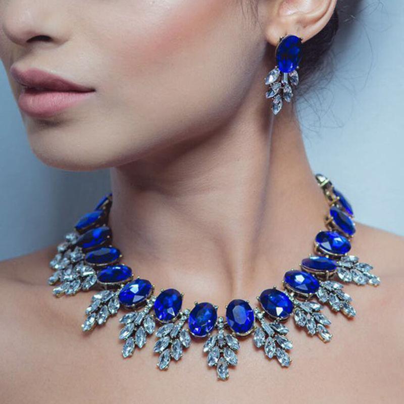 Women Fashion Royal Jewellery Set With Heavy Rhinestone Detailing-Shine AB-JadeMoghul Inc.