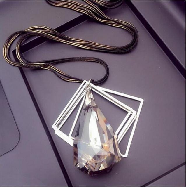 Women Fashionable Long Crystal / Tassel / Metal Necklace-Type 8-JadeMoghul Inc.