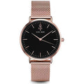Women Fashionable Quartz Watch / Rose Gold Dress Casual Watch-STEEL ROSE BLACK-JadeMoghul Inc.