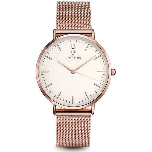 Women Fashionable Quartz Watch / Rose Gold Dress Casual Watch-STEEL ROSE WHITE-JadeMoghul Inc.
