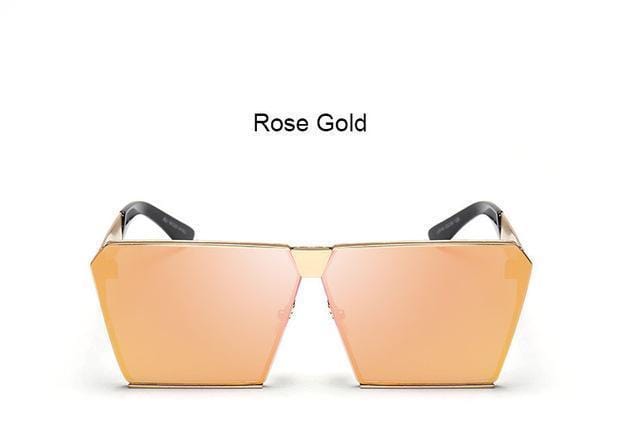 Women Fashionable Reflector Sunglasses In Square Shape With 100% UV 400 Protection-JT44 Rose Gold-JadeMoghul Inc.