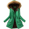 Women Faux Fur Collar Hooded Jacket-Grass Green-XXL-JadeMoghul Inc.