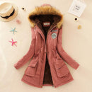 Women Faux Fur Collar Hooded Jacket-Pink-XXL-JadeMoghul Inc.