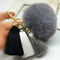 Women faux Fur pom Pom And Tassel Keychain/ Bag Charm-gray-JadeMoghul Inc.