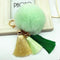 Women faux Fur pom Pom And Tassel Keychain/ Bag Charm-green-JadeMoghul Inc.