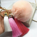 Women faux Fur pom Pom And Tassel Keychain/ Bag Charm-korea pink-JadeMoghul Inc.