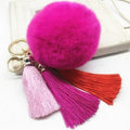 Women faux Fur pom Pom And Tassel Keychain/ Bag Charm-rose-JadeMoghul Inc.