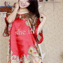 Women faux silk Printed Night Shirt-Red-XL-JadeMoghul Inc.