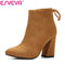 Women Faux Suede Ankle Length Winter Boots-red-11-JadeMoghul Inc.