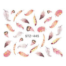 Women Feathers Design Water Transfer Nail Decal Sticker Sheet-STZ445-JadeMoghul Inc.