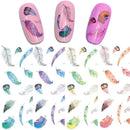 Women Feathers Design Water Transfer Nail Decal Sticker Sheet-STZ445-JadeMoghul Inc.