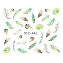 Women Feathers Design Water Transfer Nail Decal Sticker Sheet-STZ446-JadeMoghul Inc.