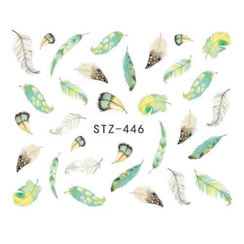 Women Feathers Design Water Transfer Nail Decal Sticker Sheet-STZ446-JadeMoghul Inc.