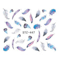 Women Feathers Design Water Transfer Nail Decal Sticker Sheet-STZ447-JadeMoghul Inc.